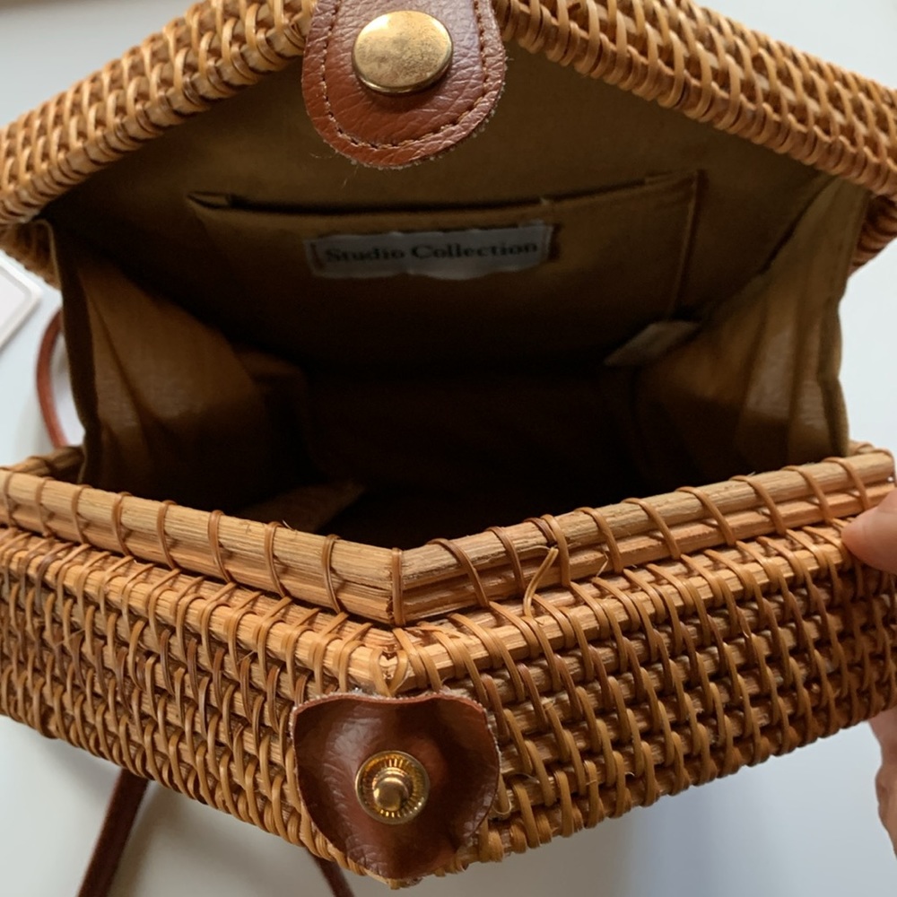 Studio Collection Woven Rattan With Ceramic Tile Accent - Picture 3 of 4